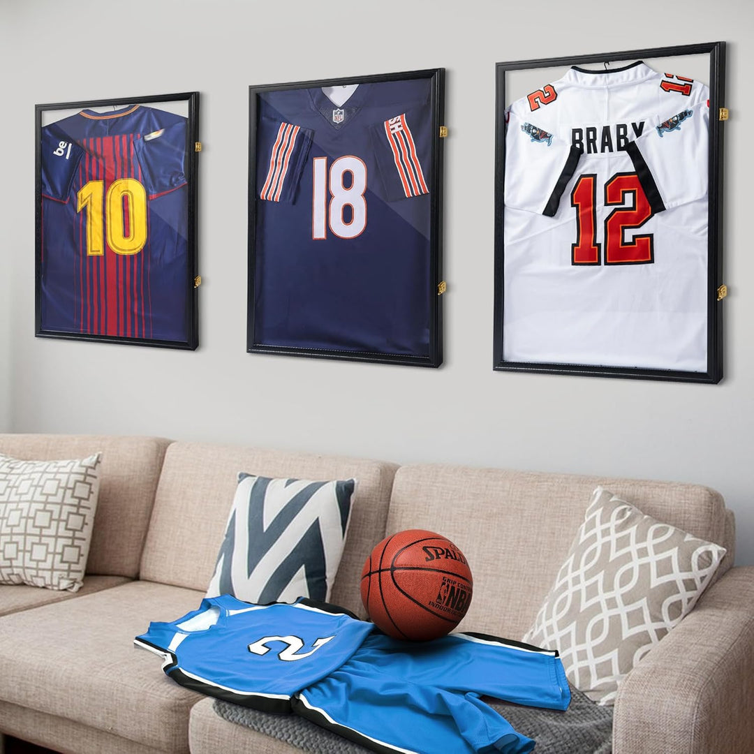 Trikotrahmen 60 x 80CM, Objektrahmen für Fussballtrikot, 3D Schwarzer Bilderrahmen für Trikot, Bilde