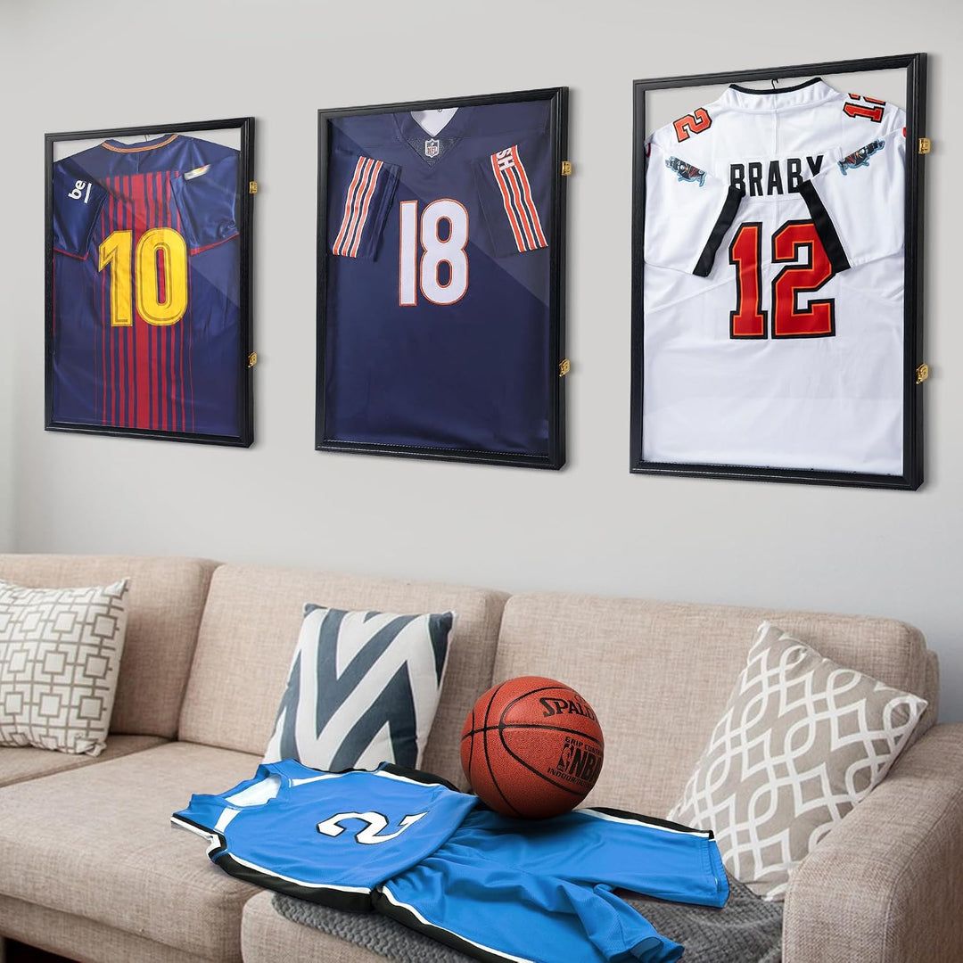 LASIK Trikotrahmen 60 x 80 CM, Objektrahmen für Fussballtrikot, 2 Sets | 3D Schwarzer Bilderrahmen f