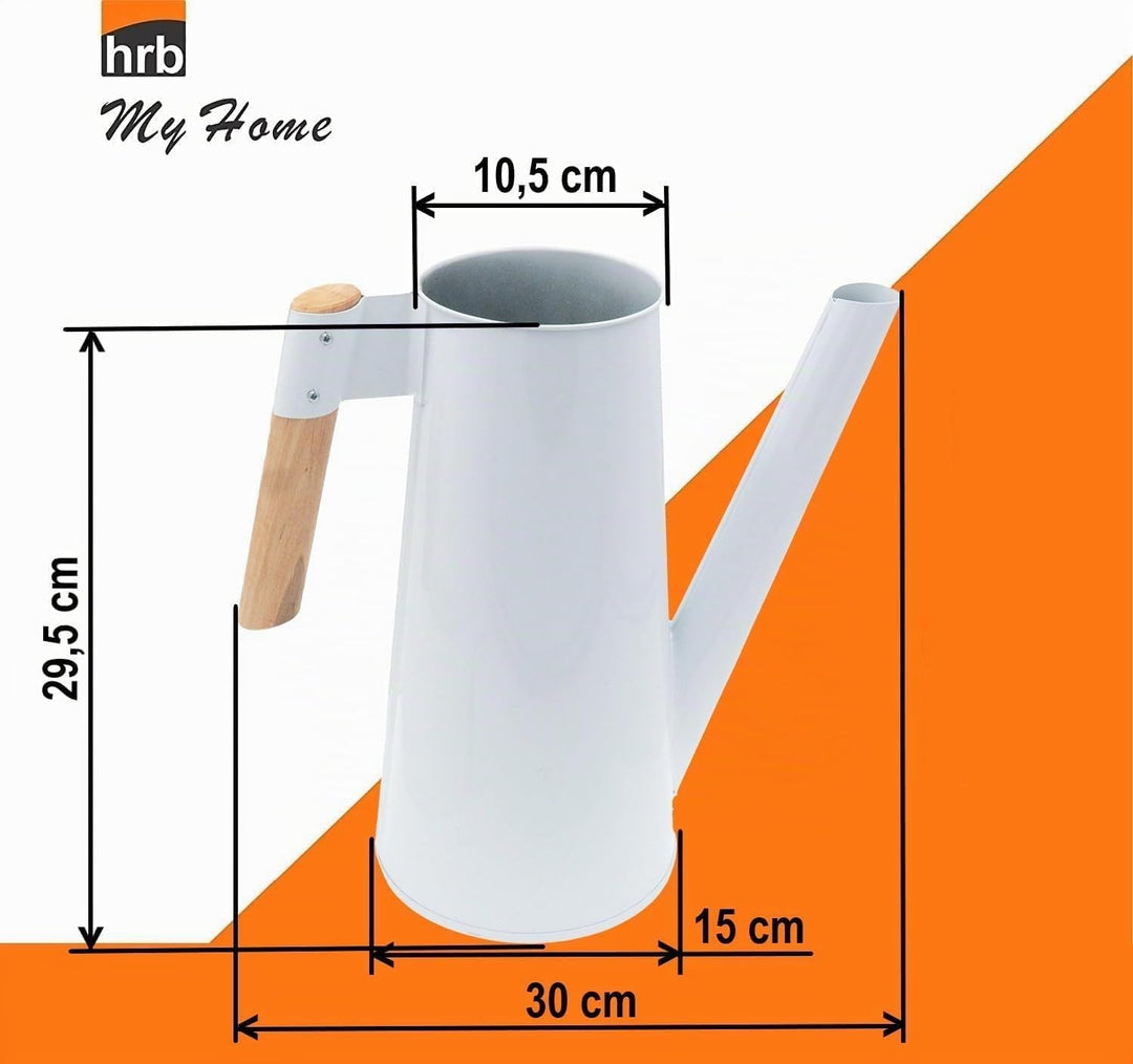 HRB Zinkgiesskanne 3 L mit Holzgriff für den Aussen-/Innenbereich, Giesskanne feuerverzinkt, Metallg