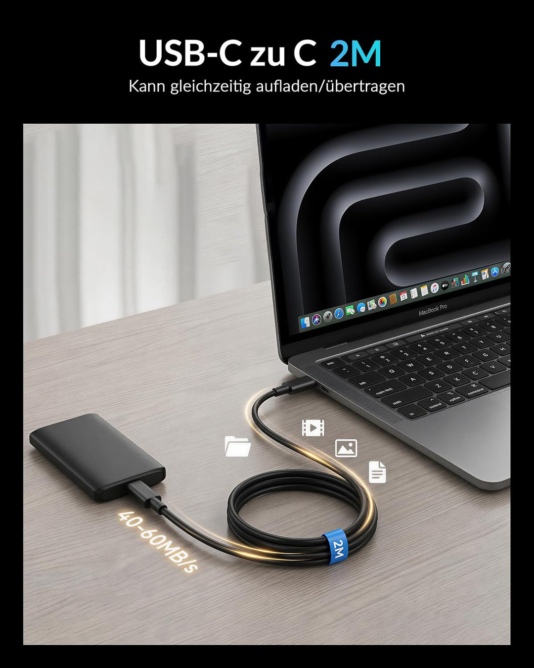 45W 2-Port USB C Ladegerät Schnellladegerät und 2M Ladekabel, 2 Pack | Fast Charger Adapter mit Typ