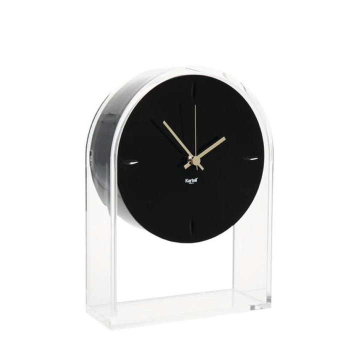 Kartell Air du Temps Tischuhr, Plastik, Kristallklar/schwarz, 21.5 x 8 x 30 cm, Kristallklar/Schwarz