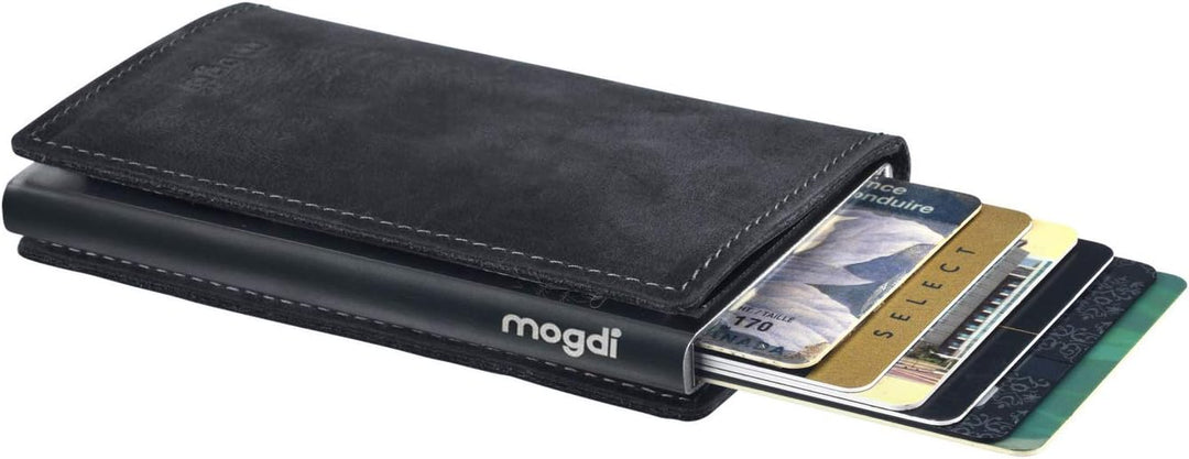 mogdi Nano Black Premium Herren Portmonee RFID Schutz Kartenetui Business Geldbörse feinstes A++ Ech