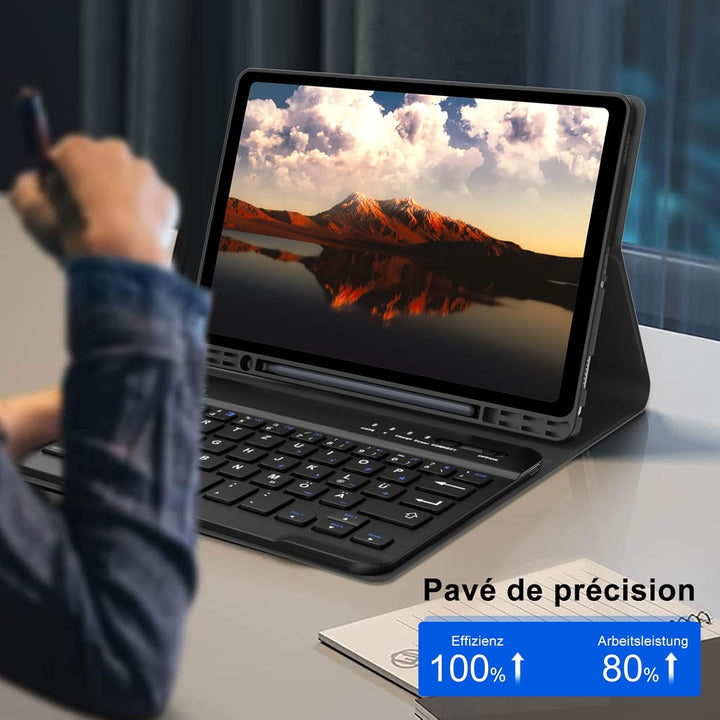 Tastatur Hülle für Samsung Galaxy Tab A9 8.7'' 2023, QWERTZ Deutsches Tastatur Magnetische Wireless