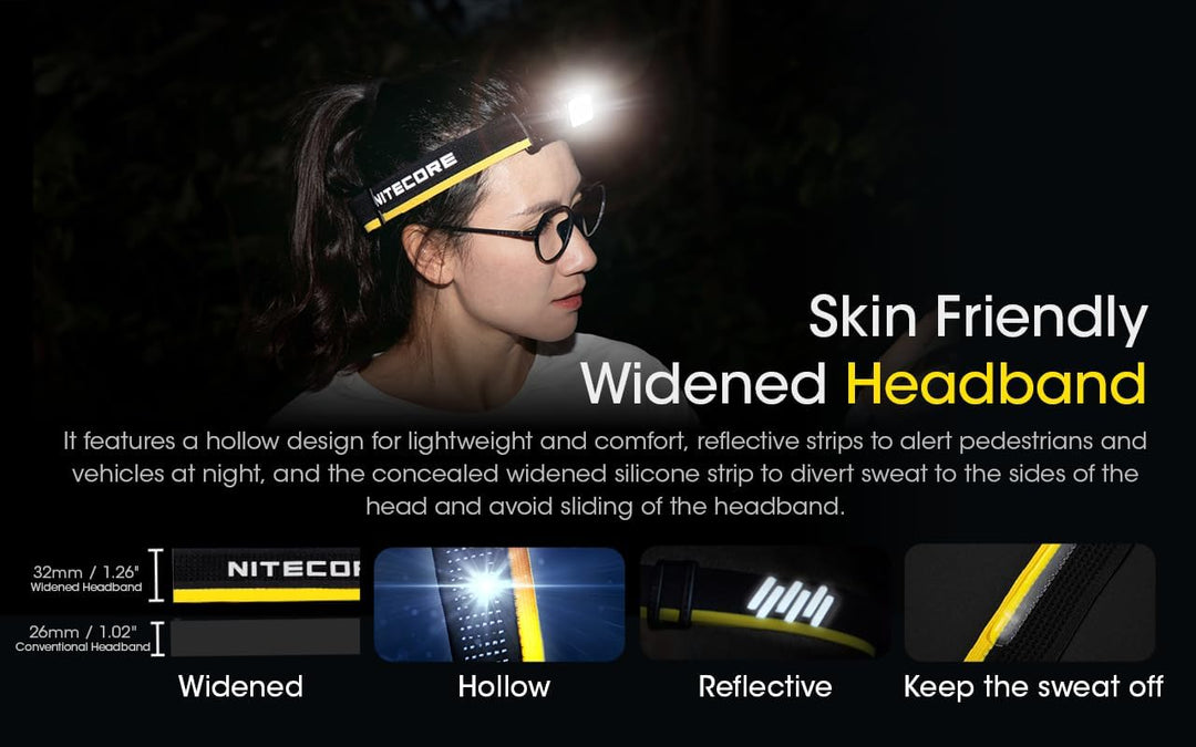 Nitecore Stirnlampe NU43, leicht, USB-C-aufladbare LED Kopflampe, 1400 Lumen, 130 m Leuchtweite, Rot