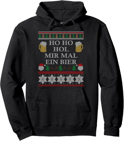 Ho Ho hol mir mal ein Bier Ugly Christmas Geschenk Herren Pullover Hoodie