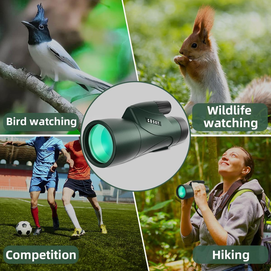 Gosky Monokulares Teleskop, Piper 12 x 55 Hochauflösendes Monokular für Erwachsene mit BAK4-Prisma u