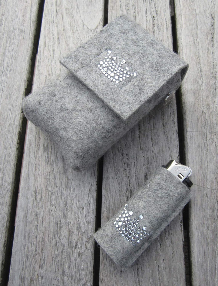 zigbaxx Set Zigarettenetui mit Feuerzeughülle LITTLE CROWN - Zigarettenhülle für Zigarettenschachtel