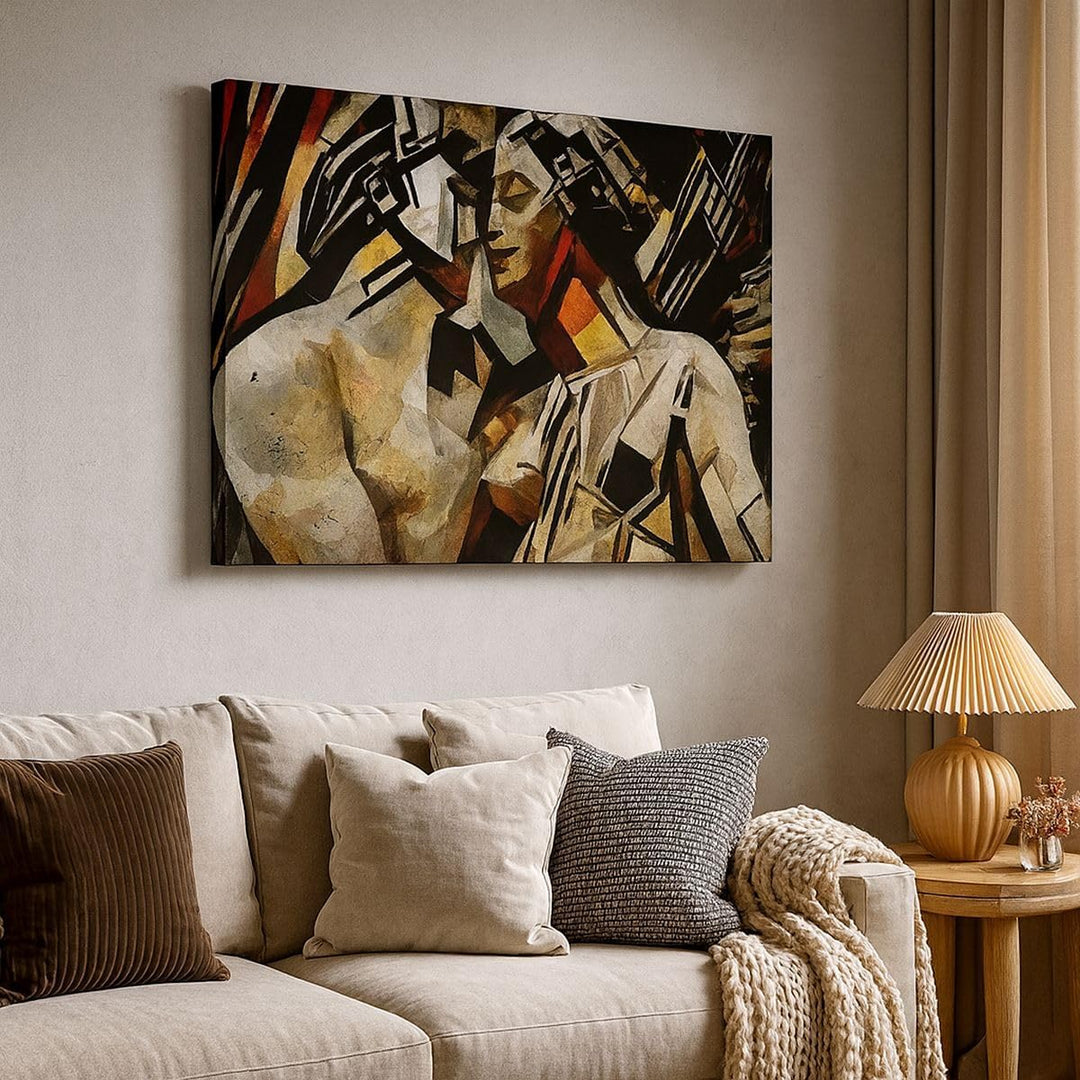 Bilder auf Leinwand 100x70cm Leinwandbild mit Rahmen Skulptur modern Gross Wanddeko Bild Schlafzimme