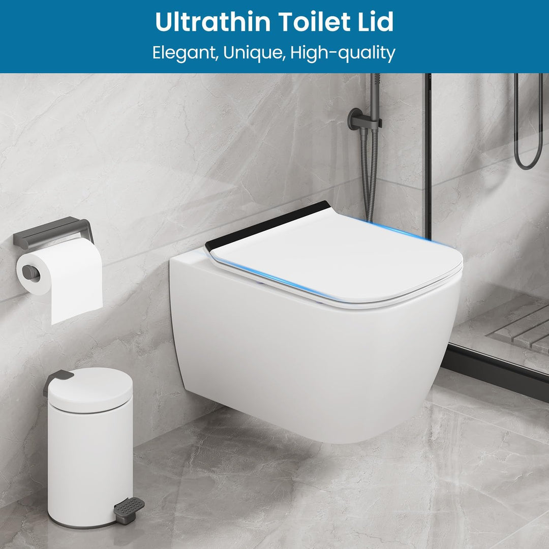 Klodeckel mit Absenkautomatik Eckig Form, Toilettendeckel Duroplast, WC-Sitz Einfache Montage und Re