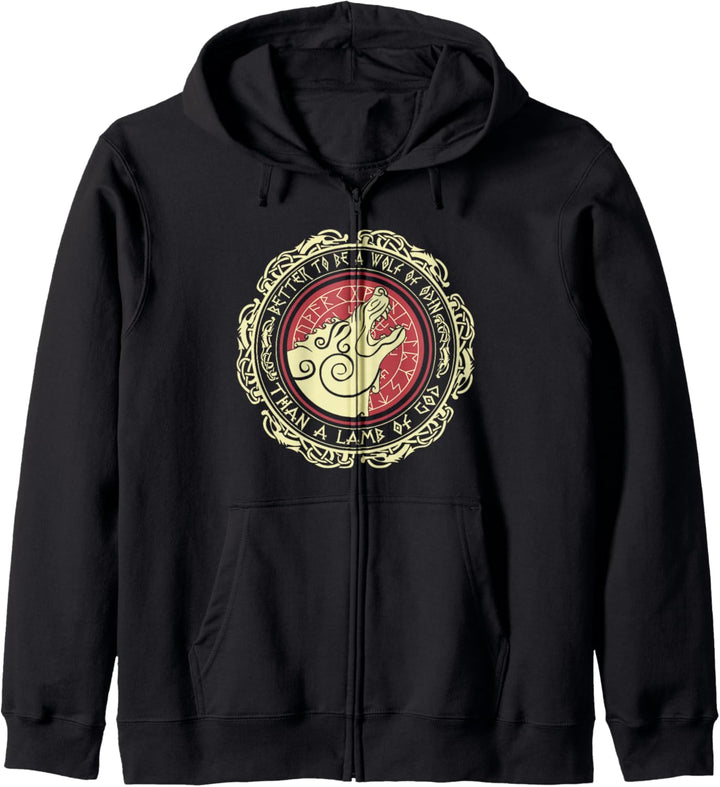 Wikinger Spruch "Better To Be a Wolf of Odin Than a Lamb of God" Kapuzenjacke