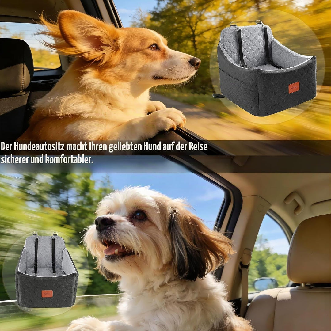 Hunde Autositz für Kleine/Mittlere Hunde, Memory-Schaum Erhöhter Hundesitz Auto, Abnehmbar & Waschba