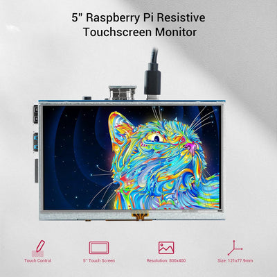 ELECROW Für Raspberry Pi Display, 5-Zoll Touchscreen Monitor Auflösung 800x480 TFT LCD Mini Monitor