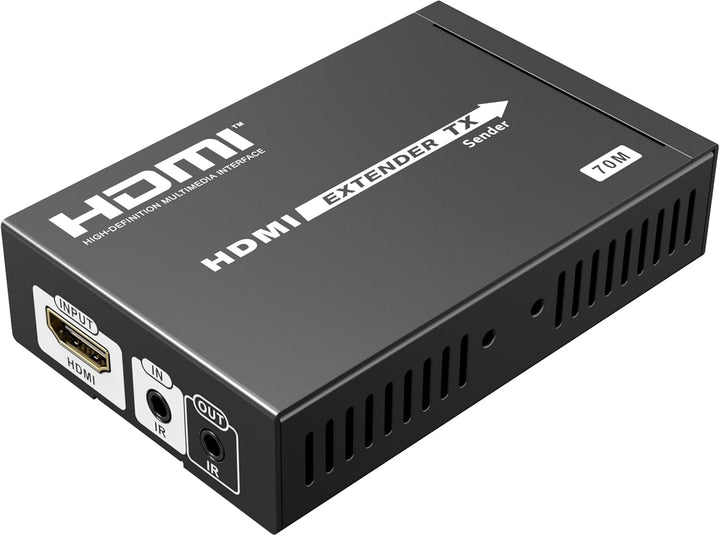PremiumCord 4K HDMI Extender bis zu 70m über Patchkabel Cat5e / Cat6, HDBaseT, Metallgehäuse, Kompat