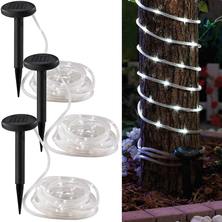 Lunartec Solarschlauch: 3er-Set Solar-Lichtschläuche mit je 50 weissen LEDs, je 5 m (LED-Solar-Licht