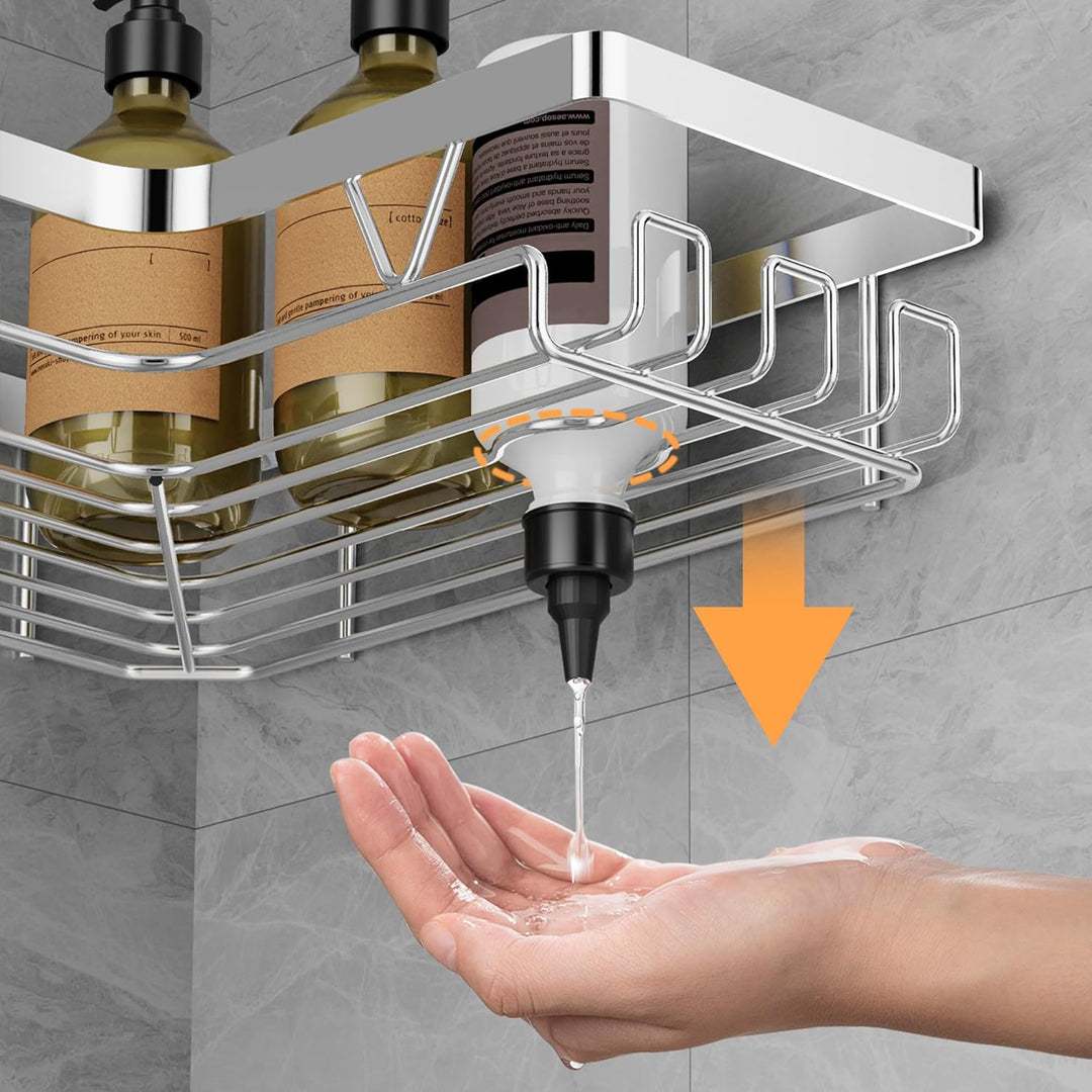 ZUNTO Eck-Duschregal – 2 Stück Duschregal ohne Bohren, Shampoo-Halter für Dusche aus Edelstahl, Kleb