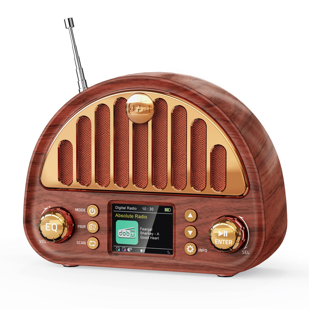 Mesqool Tragbares DAB+/UKW Radio, Retro Radio mit Bluetooth 5.0, Nostalgie Radio Klein mit 3000mAh A