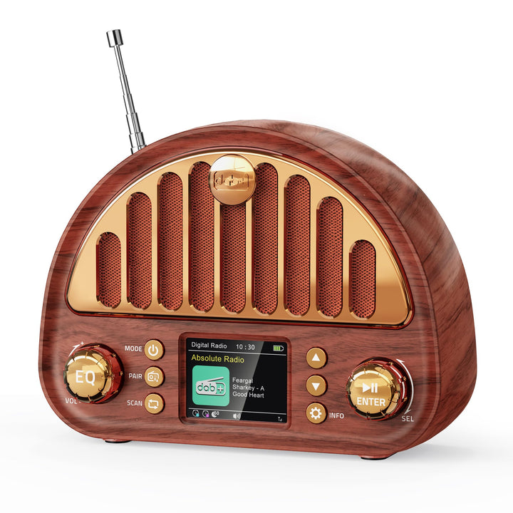 Mesqool Tragbares DAB+/UKW Radio, Retro Radio mit Bluetooth 5.0, Nostalgie Radio Klein mit 3000mAh A