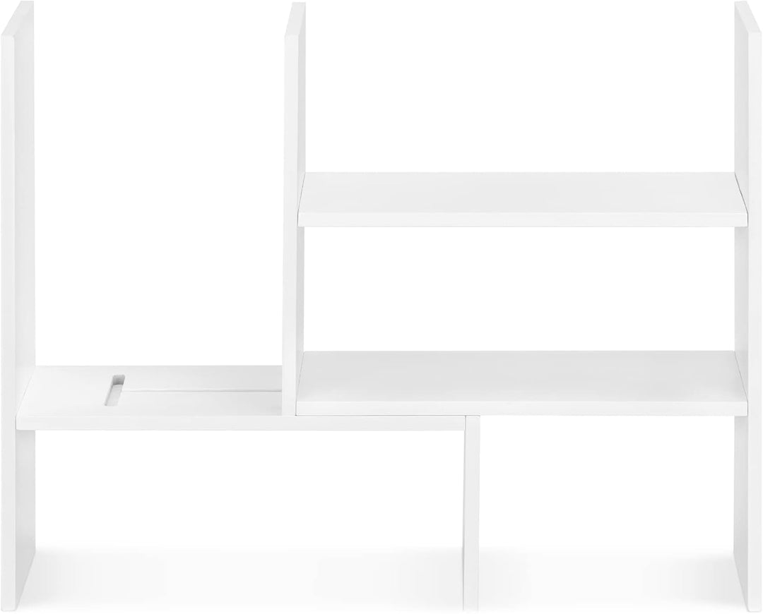 Navaris Bambus Schreibtisch Organizer 64x15,5x40 - Tisch Regal Ordnungssystem verstellbar - Eckregal