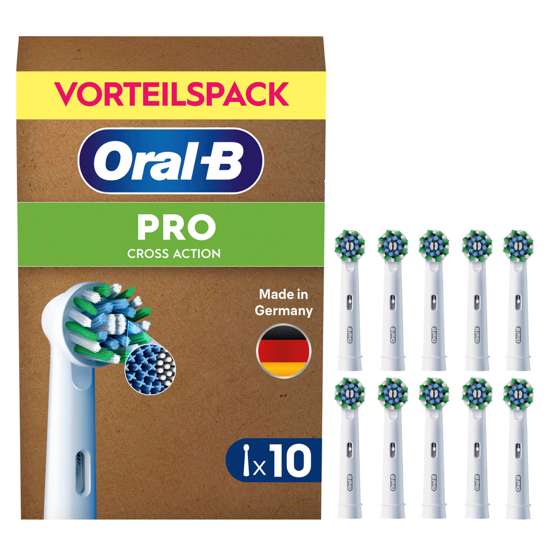 Oral-B Pro CrossAction Aufsteckbürsten für elektrische Zahnbürste, 10 Stück, überlegene Zahnreinigun