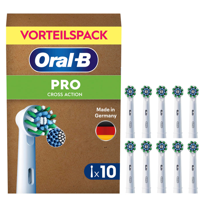 Oral-B Pro CrossAction Aufsteckbürsten für elektrische Zahnbürste, 10 Stück, überlegene Zahnreinigun