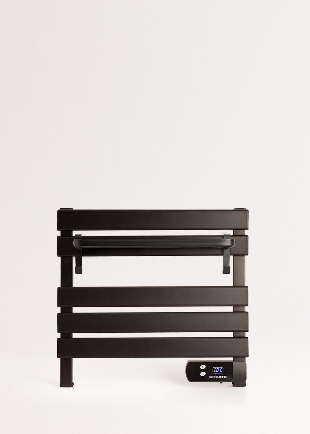 CREATE / WARM Towel Mini 150W / Elektrischer Badheizkörper Schwarz mit Regal / 52,3x8x55,8cm, mit di