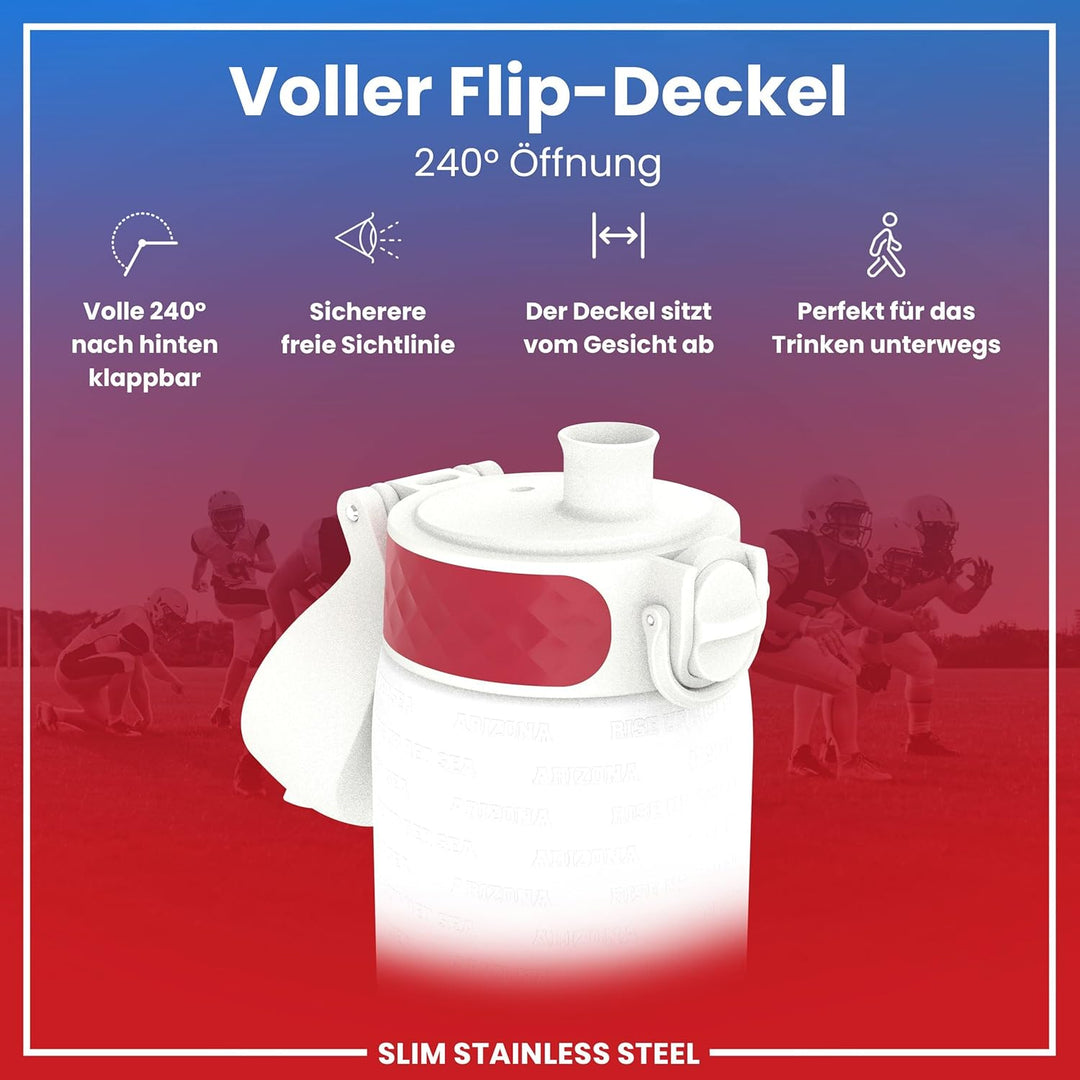 NFL Edelstahl-Trinkflasche, Auslaufsicher, Einhandöffnung, Sichere Verriegelung, Spülmaschinenfest,