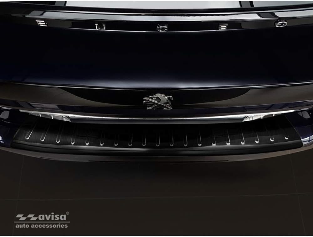 Avisa Schwarz Edelstahl Heckstossstangenschutz kompatibel mit Peugeot 508 II SW 2019- 'Ribs'