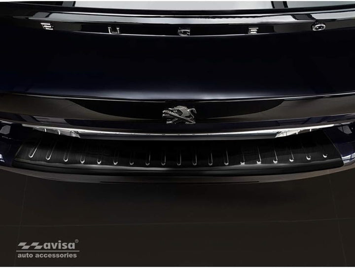Avisa Schwarz Edelstahl Heckstossstangenschutz kompatibel mit Peugeot 508 II SW 2019- 'Ribs'