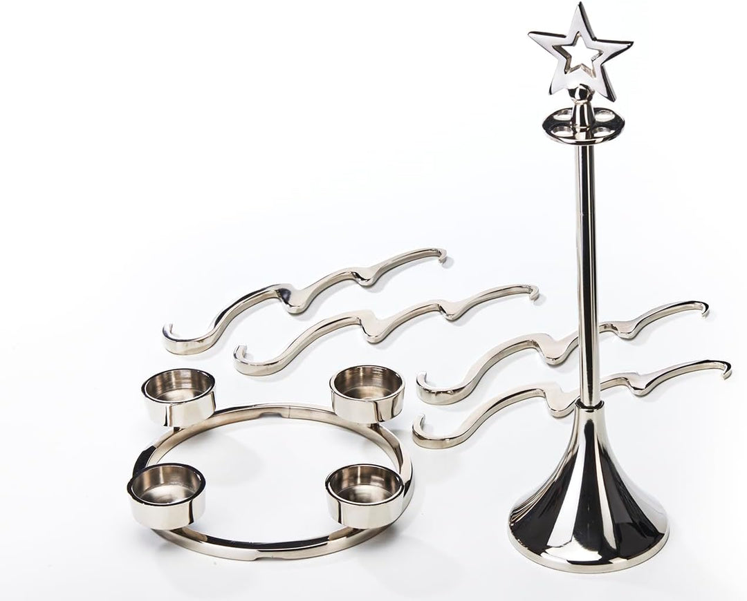 Kobolo Kerzenleuchter Kerzenhalter Weihnachtsbaum aus Metall - Weihnachten - 4 Kerzen Braun, Braun