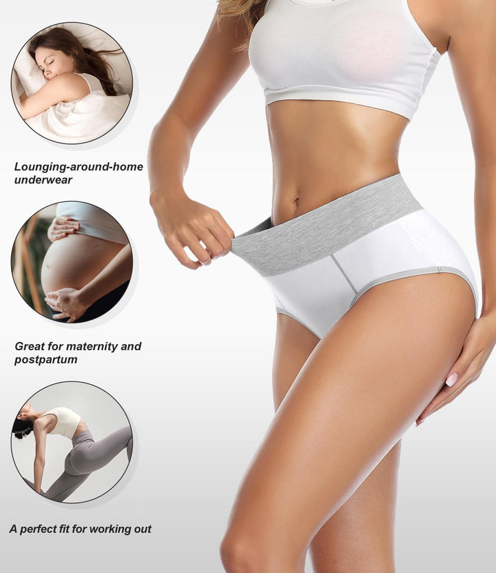wirarpa Unterhosen Damen Baumwolle Unterwäsche Frauen Taillenslip Hohe Taille Slip 5er Pack XS Weiss