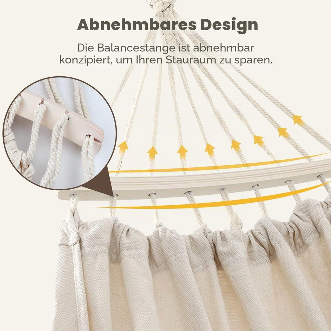 Hängematte Outdoor Boho-Stil für Garten, Balkon, Terrasse, Indoor, mit gebogener Holzstange, Befesti