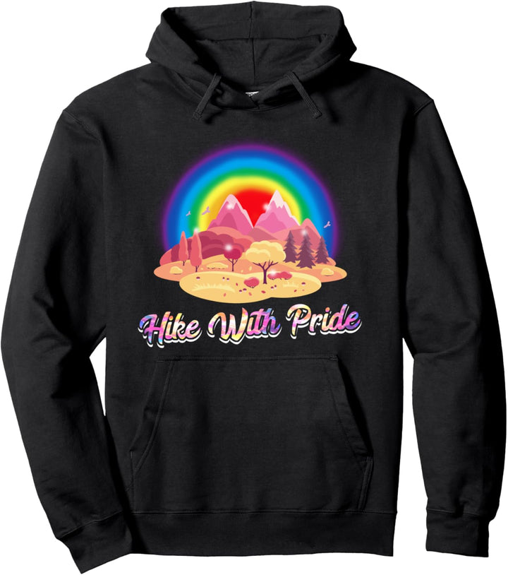 Hike With Pride Cool Rainbow Sunset Lover Pullover Hoodie