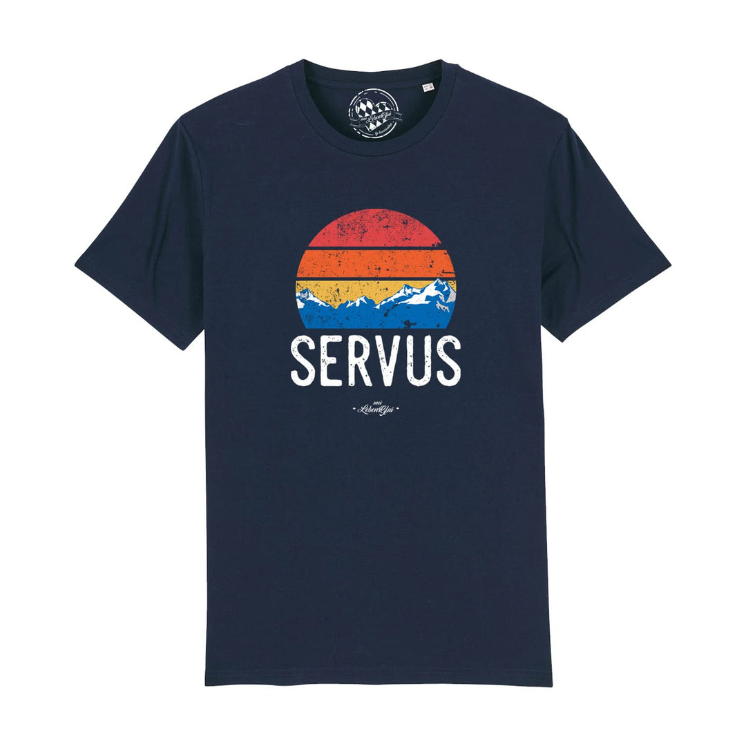 Bayerisches Herren T-Shirt Servus, Dunkelblau