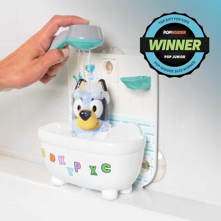 Toomies Bluey Dusche & Schaumbad, interaktives Badespielzeug, mit Wasserdusche und Schaumbildung, fö