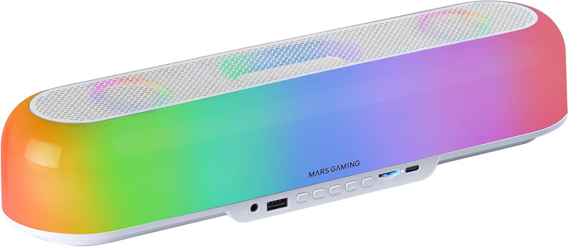 MARSGAMING MSB-ORB, Tragbarer Lautsprecher + Soundbar 20W, Orbilight RGB 360° Beleuchtung, Soundbar