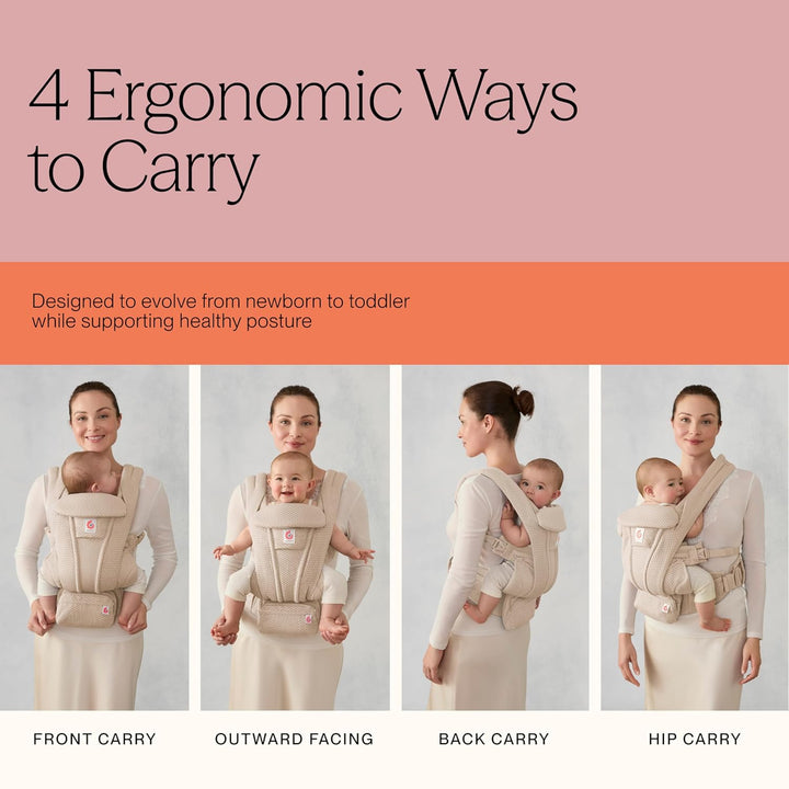 Ergobaby Omni Deluxe All-in-One Babytrage für Neugeborene ab Geburt bis 20kg, Ergonomische 4-Positio