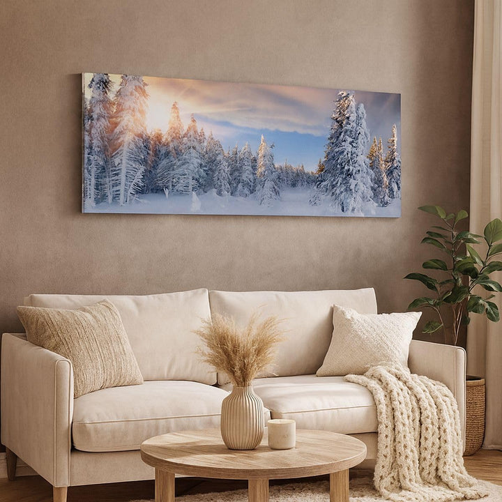 Wandbilder Dekoration Wohnzimmer Abenteuer alpen winter schnee Panorama Bilder auf Leinwand 120x50cm