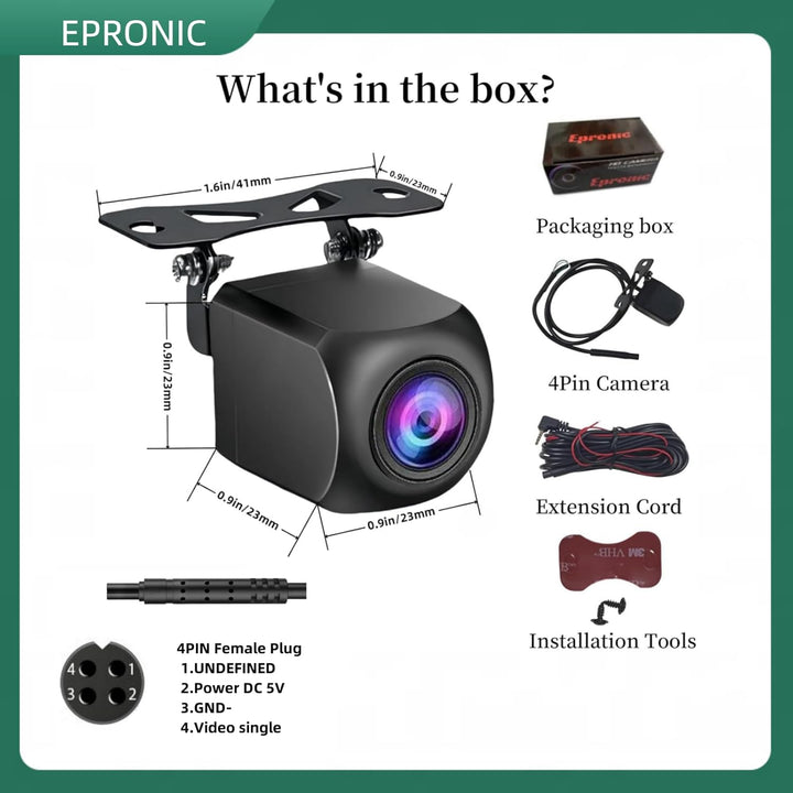 Epronic 4 Pin Rückfahrkamera AHD Autokamera Wasserdicht wasserdichte Rückfahrkamera 149° Blickwinkel