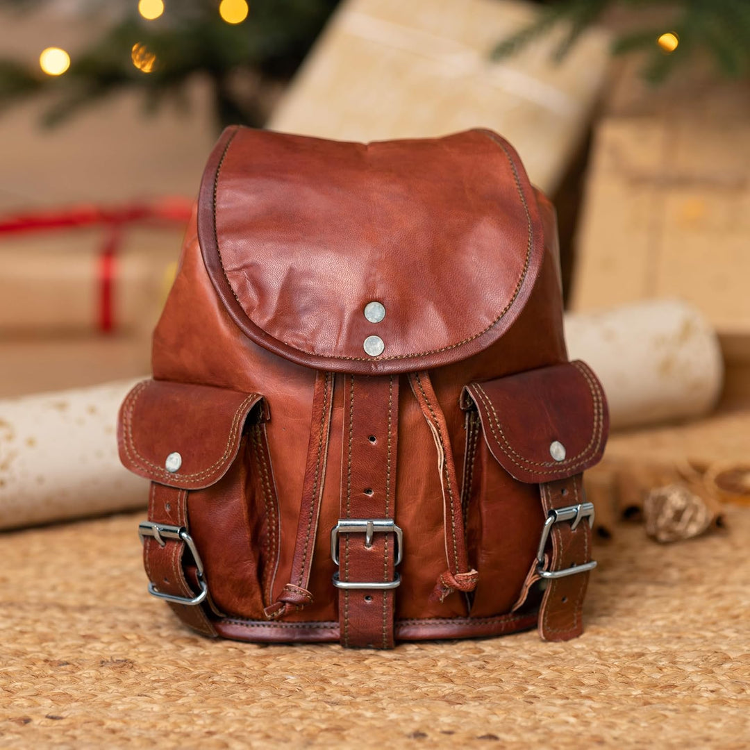 Gusti Cityrucksack Leder - Lena kleiner Rucksack Vintage Braun Leder Damen