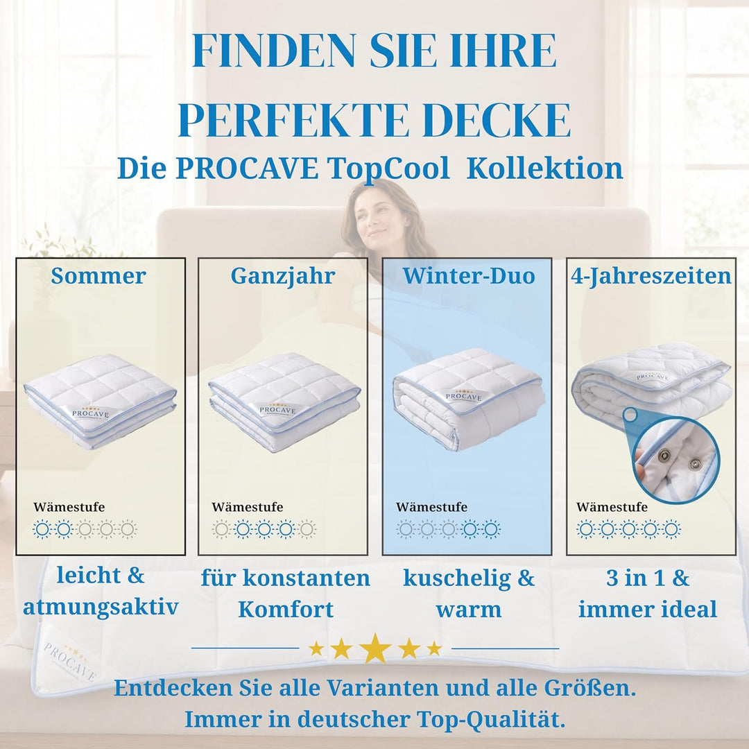 PROCAVE TopCool warme Duo Winter-Qualitäts-Bettdecke für die kalte Jahreszeit | Soft-Komfort-Bettdec