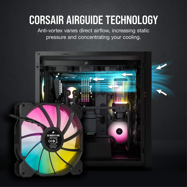 Corsair iCUE SP140 RGB ELITE Performance 140mm-PWM-Einzellüfter (CORSAIR AirGuide-Technologie, Acht