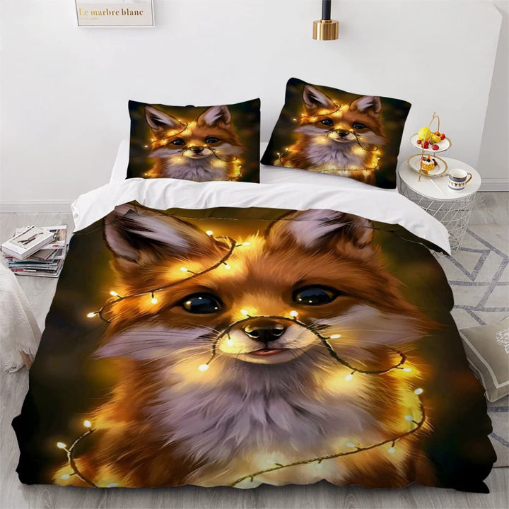 XPINGO Kinder Bettwäsche Fuchs 135x200 cm 2teilig Jungen und Mädchen Mikrofaser Weiche Winter Warm B