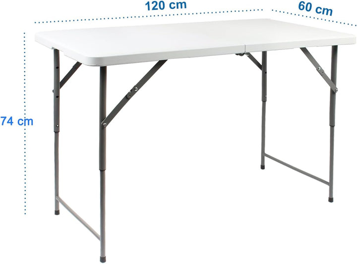 Todeco Campingtisch höhenverstellbar, Gartentisch rechteckig mit Tragegriff, Partytisch 120x60x76cm,