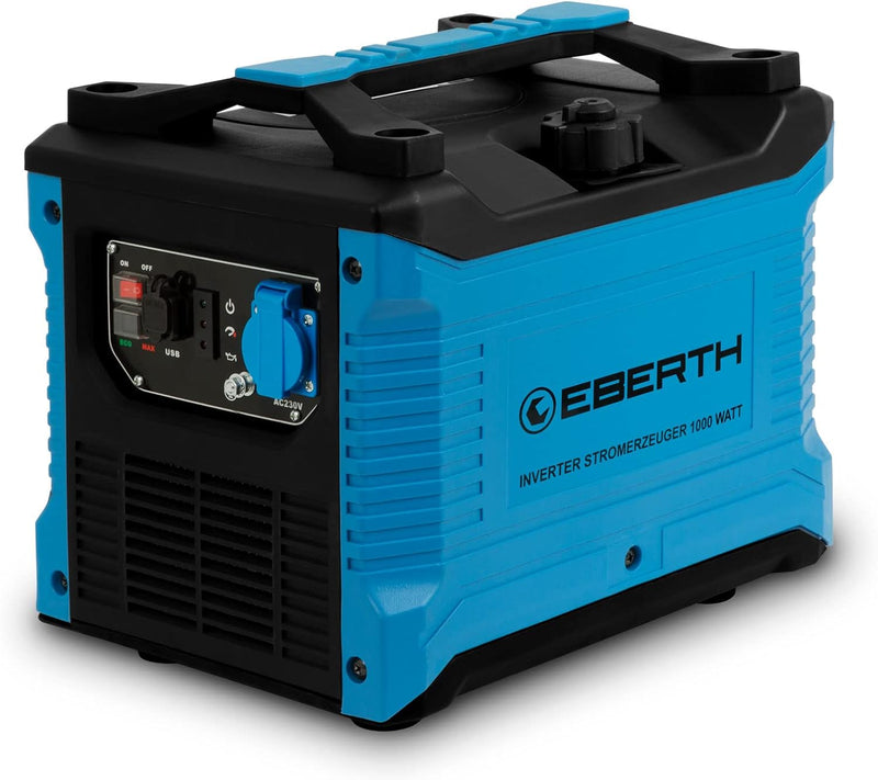 EBERTH 1000 Watt Inverter Stromerzeuger leise, Notstromaggregat mit 2 PS Benzinmotor, 4-Takt, Stromg