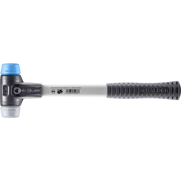 SIMPLEX-Schonhammer, TPE-soft/TPE-mid; mit verstärktem Tempergussgehäuse und Fiberglasstiel | D=30 m