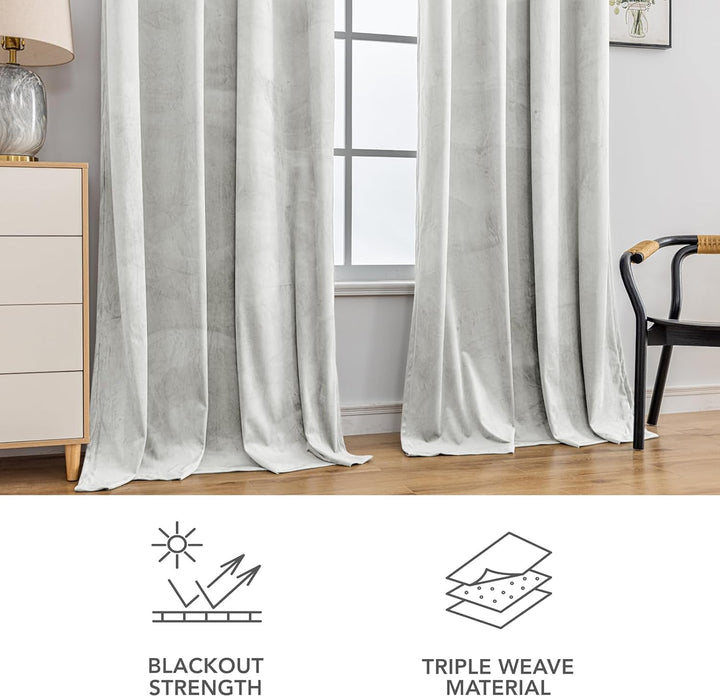 YSTELLAA Samtvorhang 2er Set, Gardinen Vorhänge, 140×180cm, Verdunklungsvorhänge Schlafzimmer Mit Ös