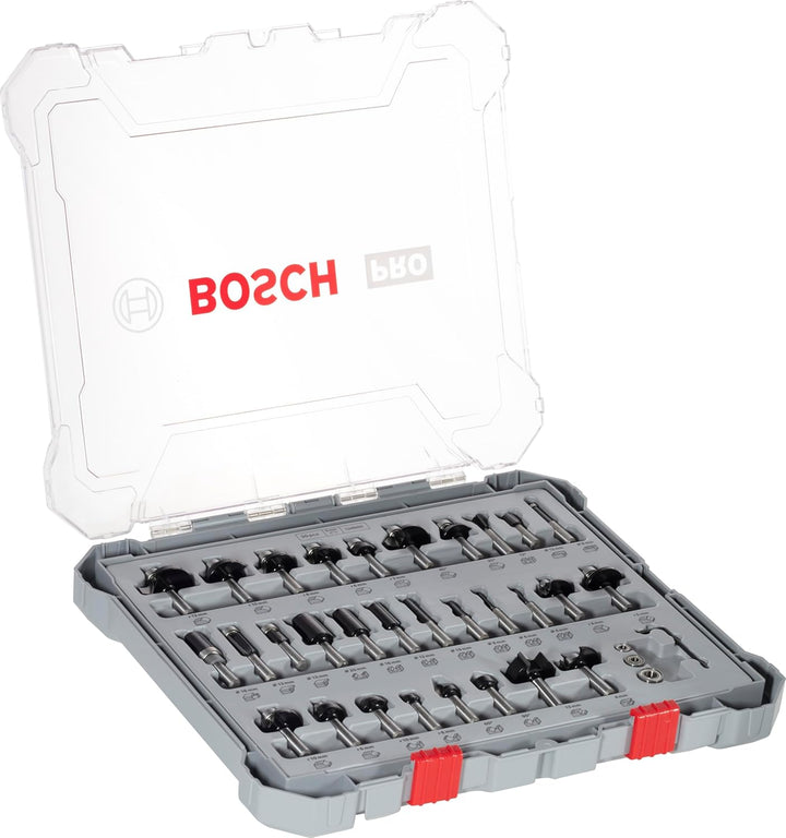 Bosch Professional 30tlg. Fräser Set Mixed (für Holz, Zubehör Oberfräsen mit 8 mm Schaft) 30 tlg. |