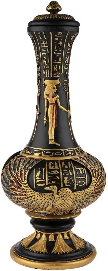 lachineuse - Ägyptische Vase, Göttin Isis 33 cm – Dekorative Vase Schwarz & Gold – Dekoration für de