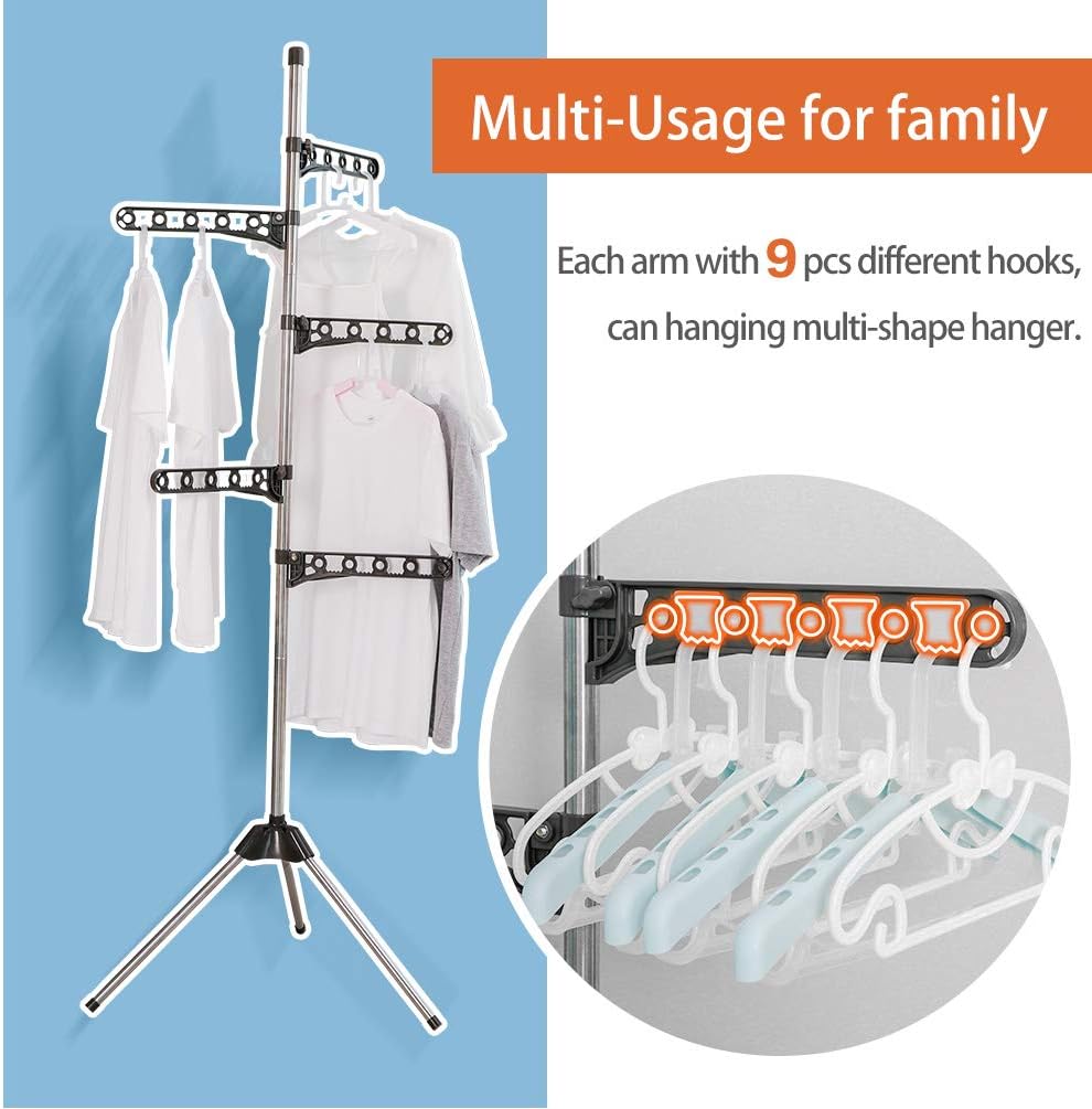 BAOYOUNI Faltbarer Wäscheständer für Hemden Klappbarer Kleiderständer Bügelwäscheständer mit 5 Verst