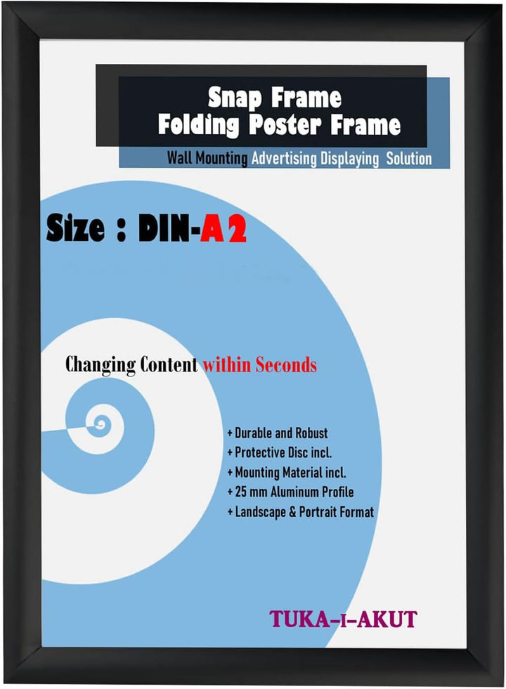 TUKA-i-AKUT 5er A2 Klapprahmen aus Aluminium 25 mm Profil, Plakatrahmen Wechselrahmen Poster Rahmen